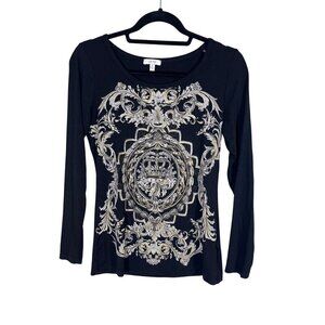 Vintage Cache Top Embellished S Black Regal Classic Preppy Y2K Retro Chic 80s